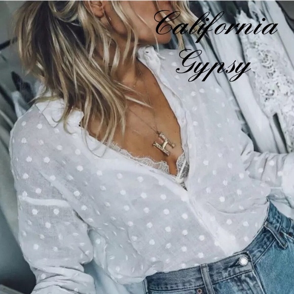 Chenille Polka Dot Boho Chic Blouse - Picture 12 of 16